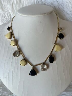 kate spade gold-tone necklace with black, cream & clear stones